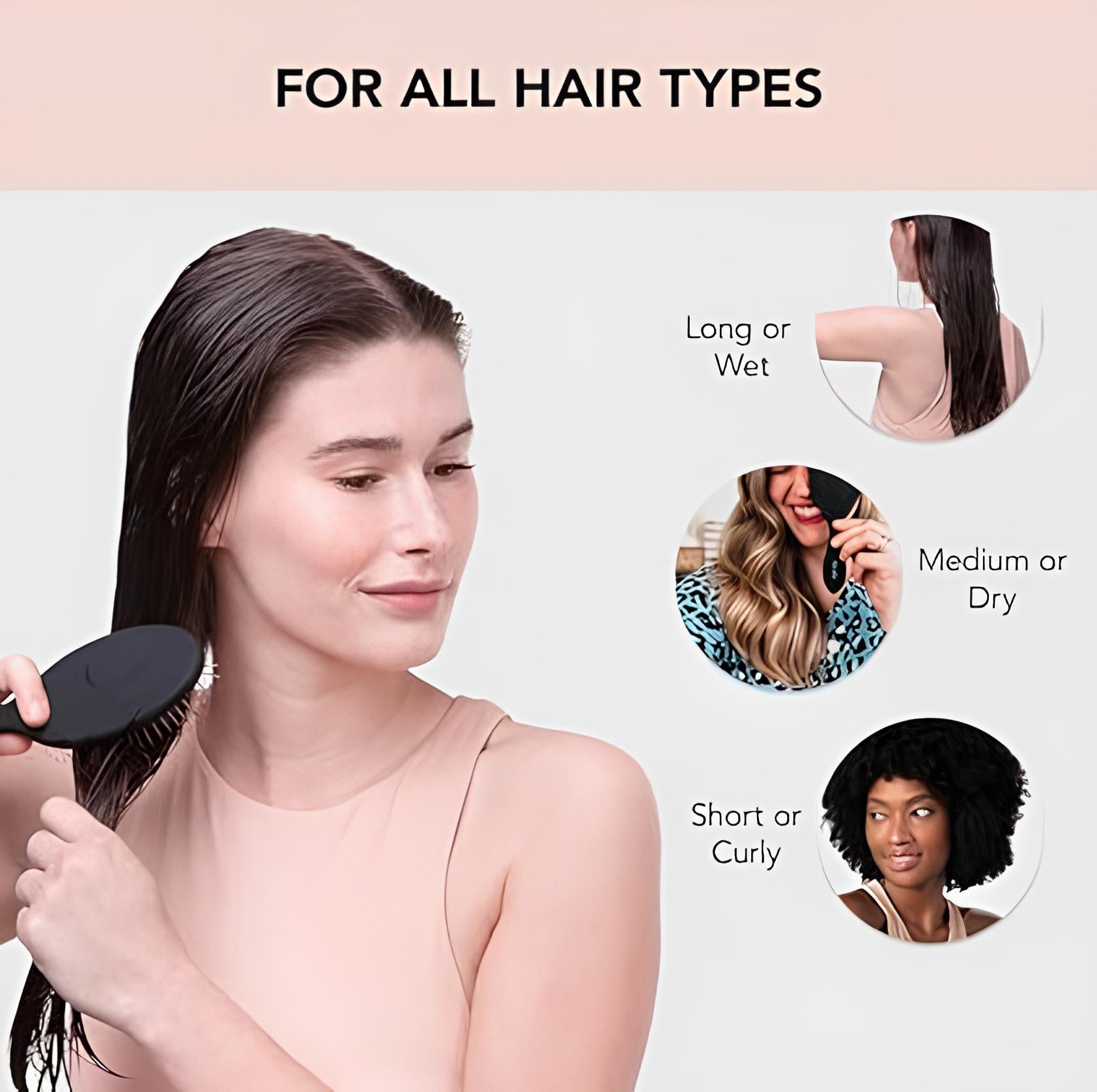 Hector Professional Hair Brush Detangling Brush - Soft Bristle Hair Brushes for Women | Straight & Curly Wet Dry Brush | Hairbrush Women for All Hair Types | Hair Detangler Brush | Travel Brush (Black, 1 Pc)