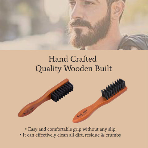 Hector Professional Wooden Beard Brush for Men, Straightens & Detangle Beard for Classy Looks | Pack of 2 Brushes