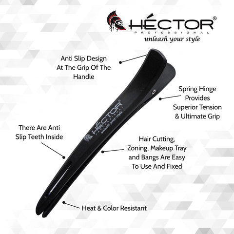 Hector Professional Hair Setting Clips for Styling & Sectioning pack of 6 clips