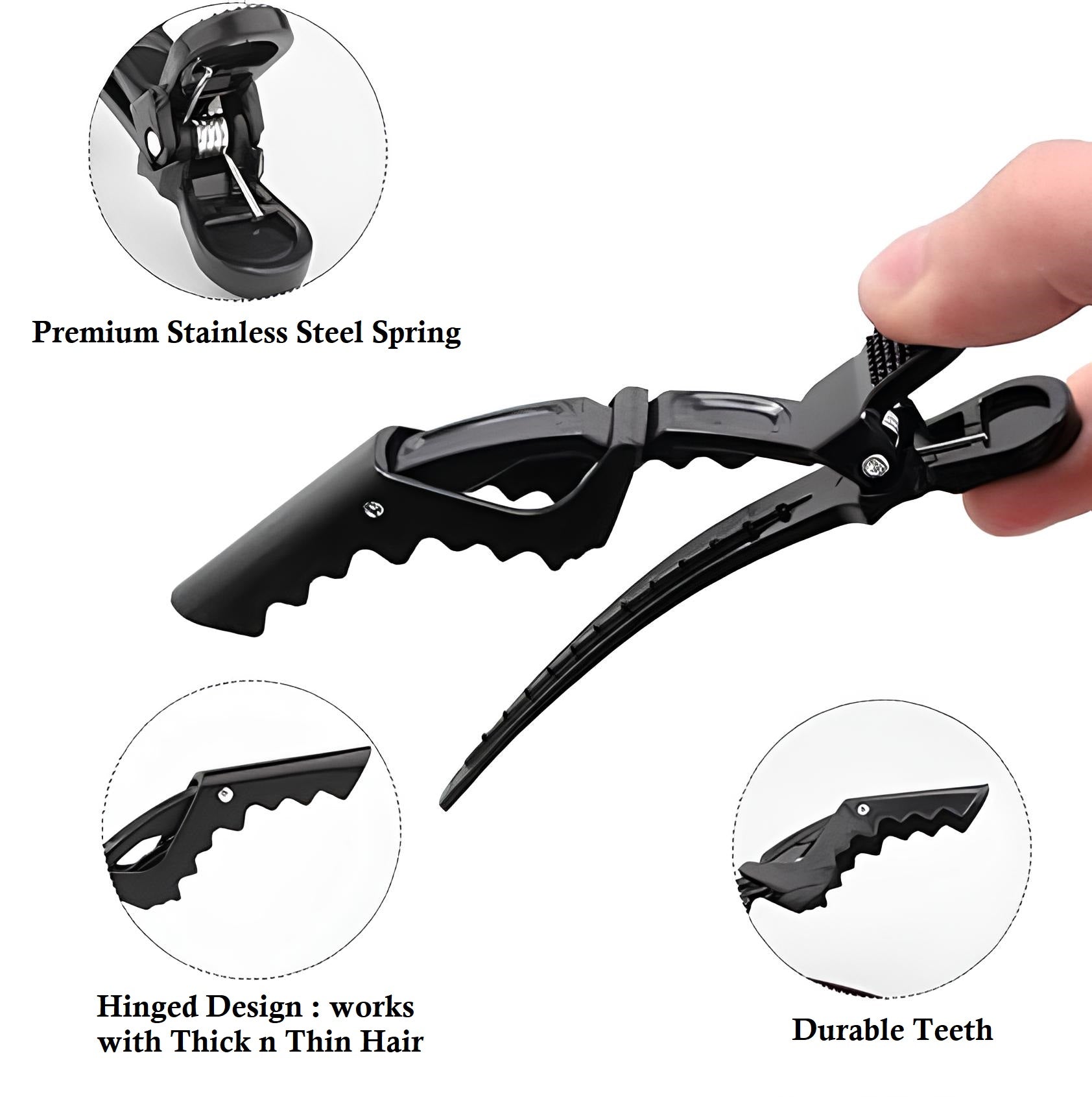 Hector Professional Shark Clip | Enhanced Croc Crocodile Alligator Grip Clip (2nd Generation) | Sectioning Tool for Women | Salon Quality  | Pack of 6