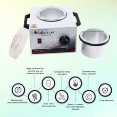 Hector Professional Wax Heater with Temprature control and single pot for Salon/Home use