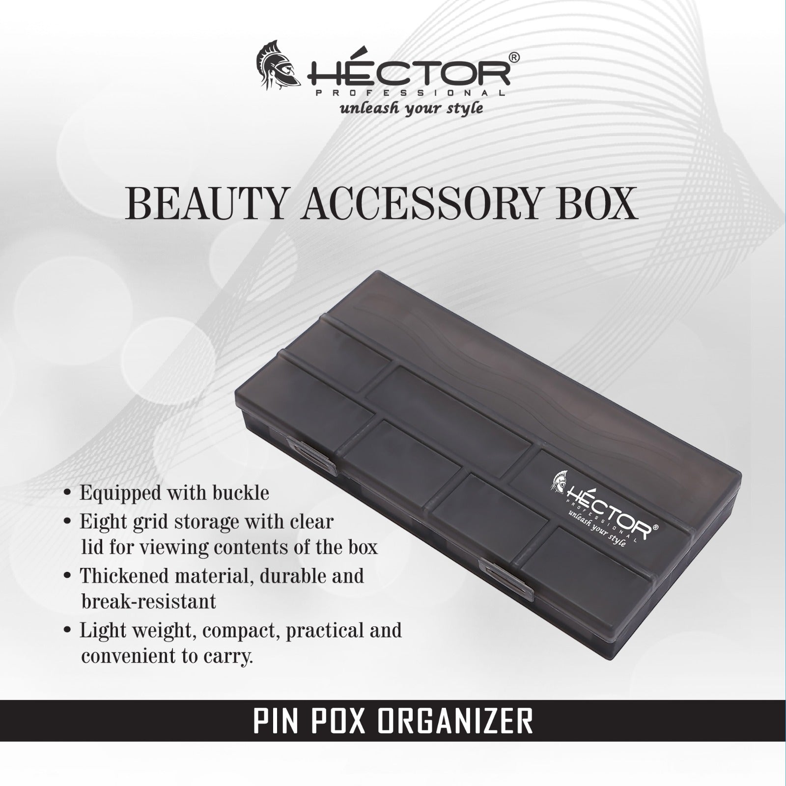 Hector Professional 8 Cells Hair Styling Accessories / Pins Organizer Scissors, Comb, Hairpin Storage Box