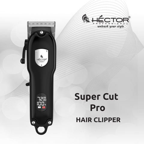 Hector Men Super Cut Pro Hair Clipper for Professional/Home use with Fast Charging | Colour Coded Combs | Robust Build | Matt Black