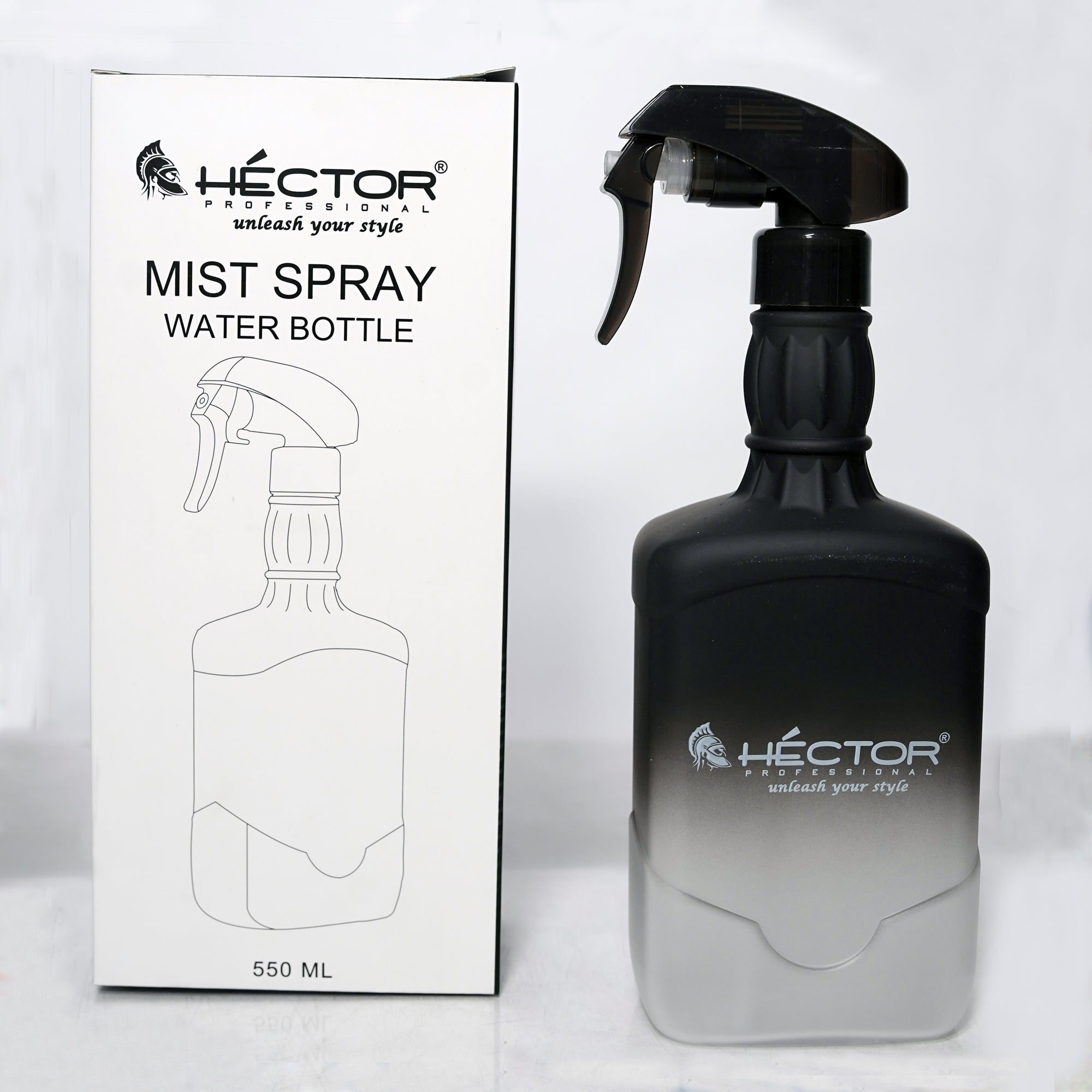HECTOR Mist Spray Water Bottle For Hairstyling | Salon Use | Ironing | Plant Misting | Gadget & Car Cleaning | Dispensing Sanitizer | 550 ML Empty Bottle For Salon & Home | Pack of 2 Bottles