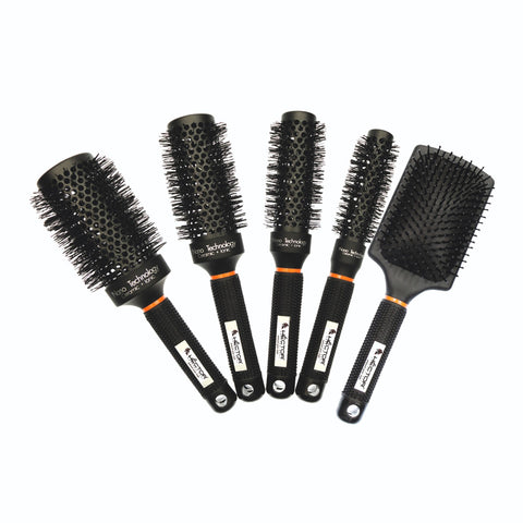 Hector Professional Heat Resistant Nylon Bristles Brush Set of 5 l For Professional Salon/Home Use l Anti Static Technology