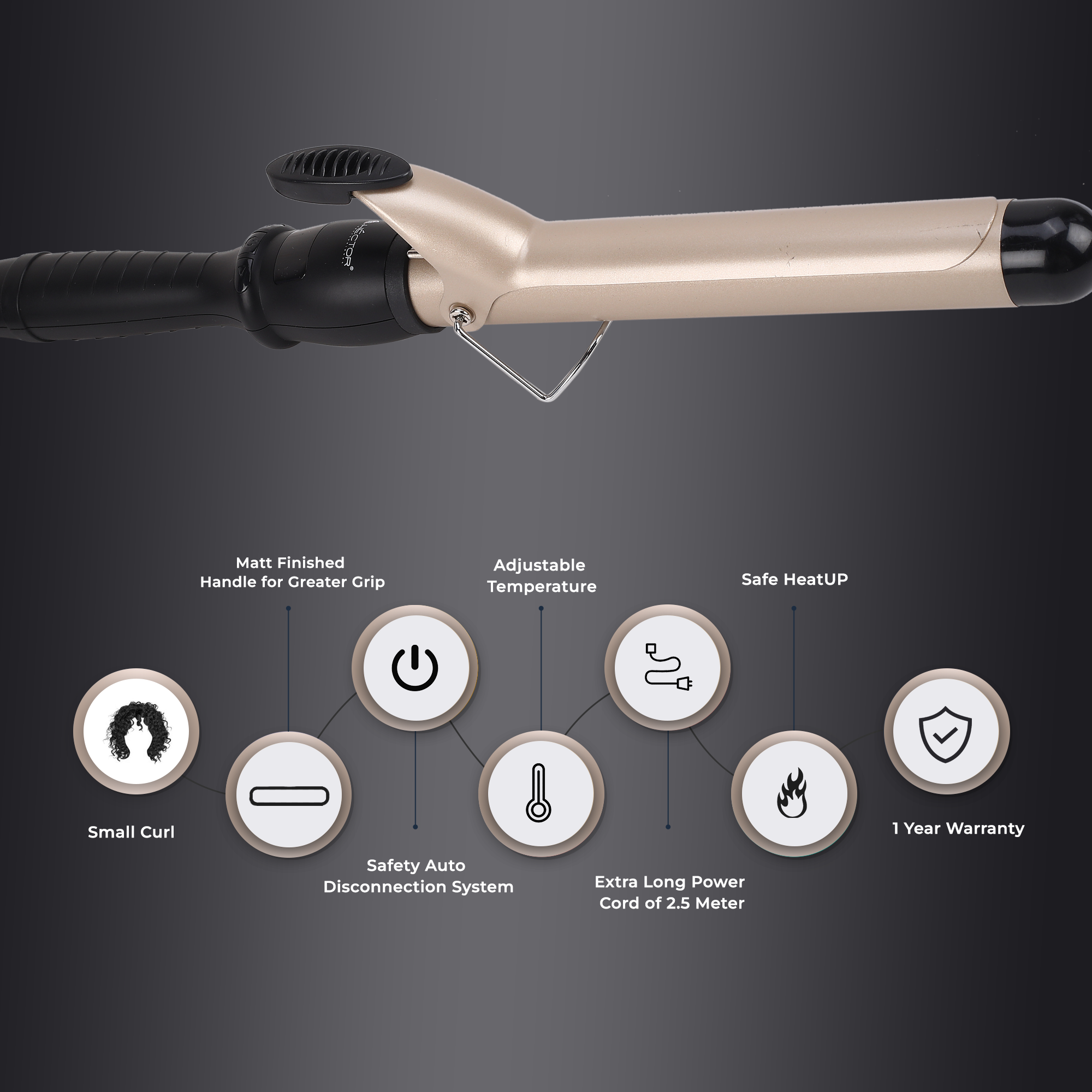 Hector Professional Rotating Curling Iron Tong 19 MM