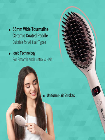 Hector Professional Hair Straightening Brush, The Speed Styler for Smooth Styling with Adjustable Temperature Control, LCD Display