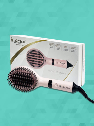 Hector Professional Hair Straightening Brush, The Speed Styler for Smooth Styling with Adjustable Temperature Control, LCD Display