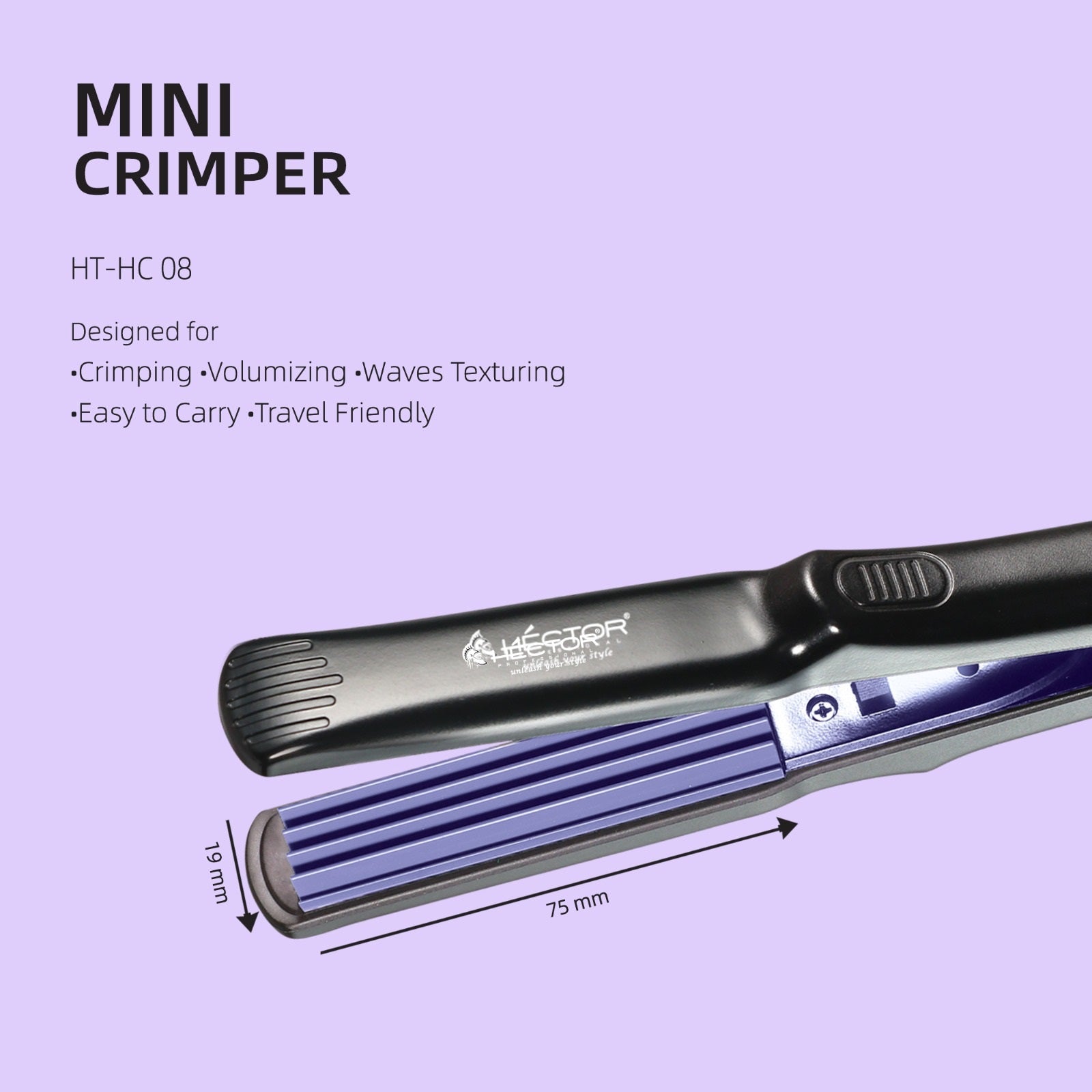 HECTOR Professional Mini Hair Crimper With Quick Heat up Volumizing Waves Texturing Crimping Machine Hair Styling Tools Salon Finish For Women