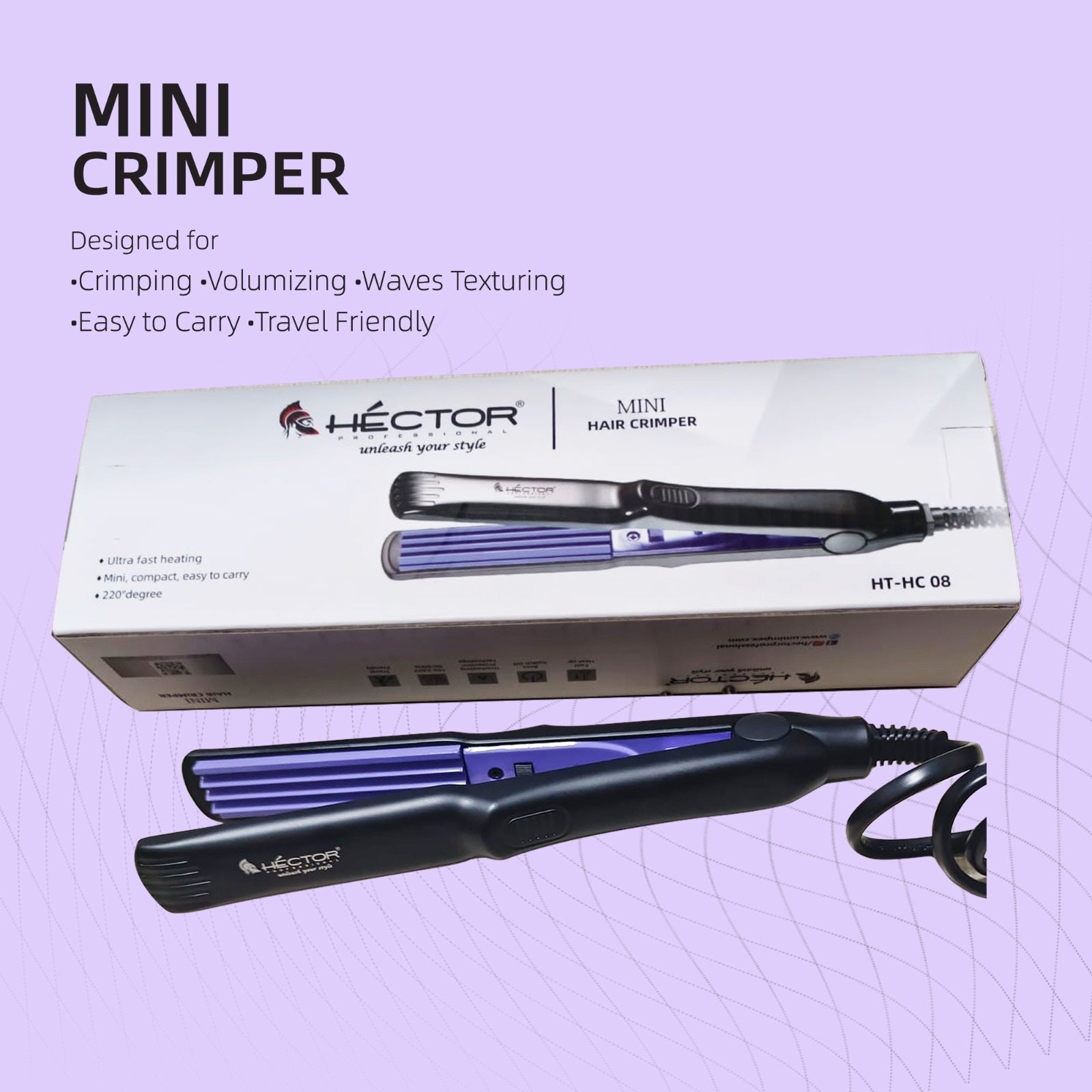 HECTOR Professional Mini Hair Crimper With Quick Heat up Volumizing Waves Texturing Crimping Machine Hair Styling Tools Salon Finish For Women