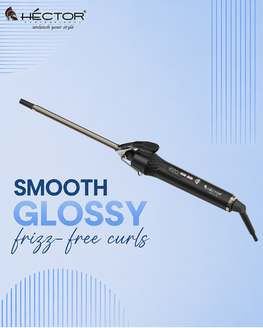 Hector Professional Hair Curling Iron 09MM | Nano Titanium Barrel | Digital Temperature Display Up to 220°C | Salon Style Curls for All Hair Types