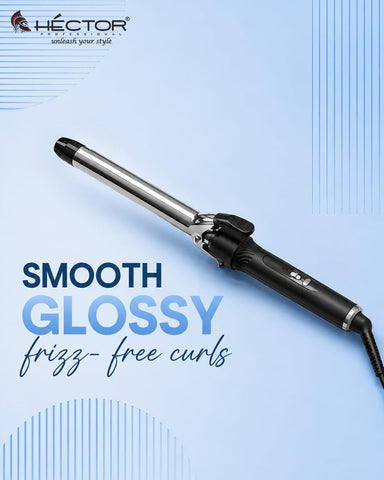 Hector Professional Hair Curling Iron 22MM | Nano Titanium Barrel | Digital Temperature Display Up to 220°C | Salon Style Curls for All Hair Types