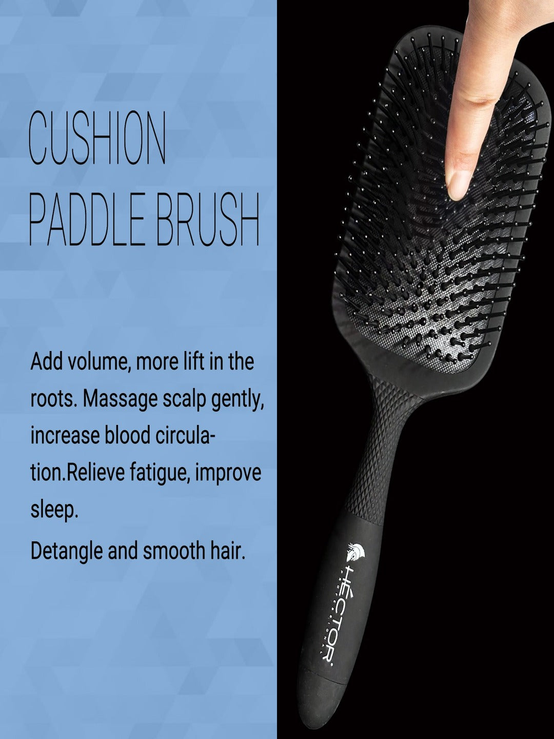 Hector Professional Paddle Brush for Salon/Home Use, Heat Proof, Anti-Static Technology