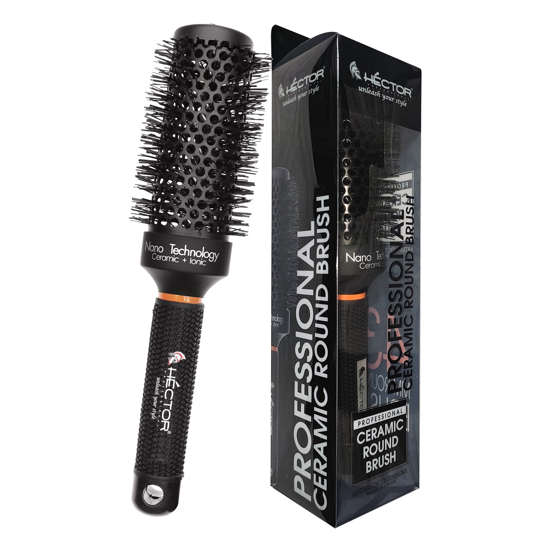 Hector Professional Heat Resistant Nylon Bristles Round Brush  43 MM  For Professional Salon/Home Use  Anti Static Technology