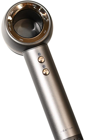 Hector Luxe Aerozonic Hair Dryer, 110,000 RPM High-Speed Motor, Negative Ion Technology, Multiple Speed Settings, Grey & Golden