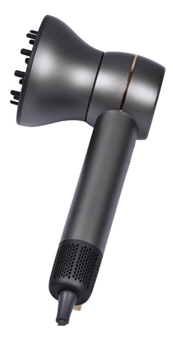Hector Luxe Aerozonic Hair Dryer, 110,000 RPM High-Speed Motor, Negative Ion Technology, Multiple Speed Settings, Grey & Golden