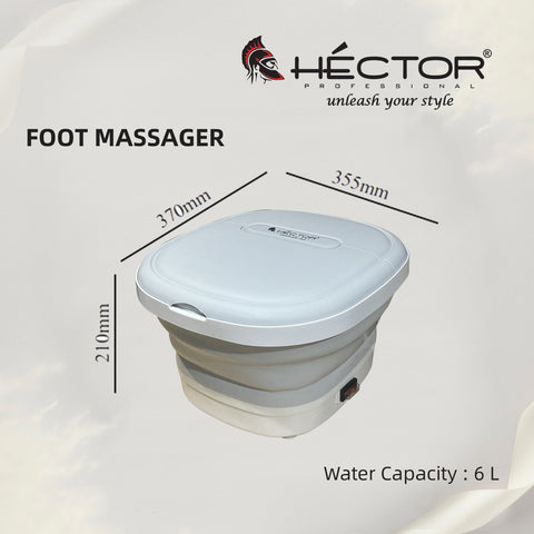 Hector Professional Foot Massager, 6L Capacity, Foldable Design, 500W with Temperature Control, White