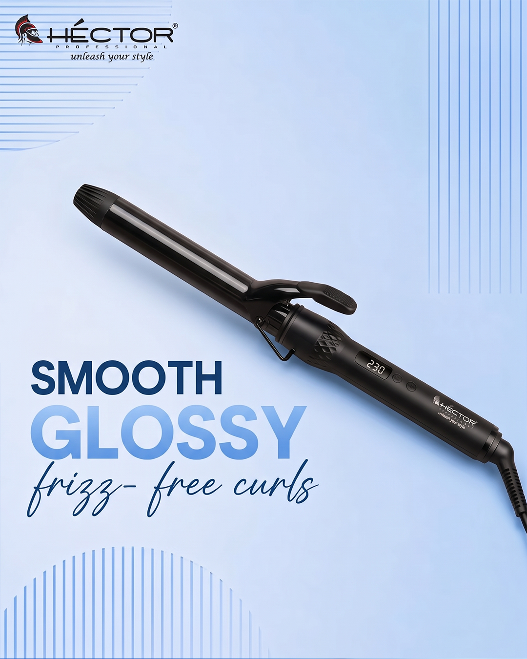 Hector Professional Hair Curling Iron 32MM | Nano Titanium Barrel | Digital Temperature Display Up to 220°C | Salon Style Curls for All Hair Types